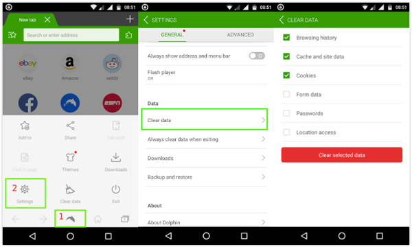 Clear Dolphin Browsing History on Android