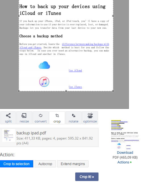 Crop PDF Online