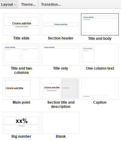 Google Slides Layout