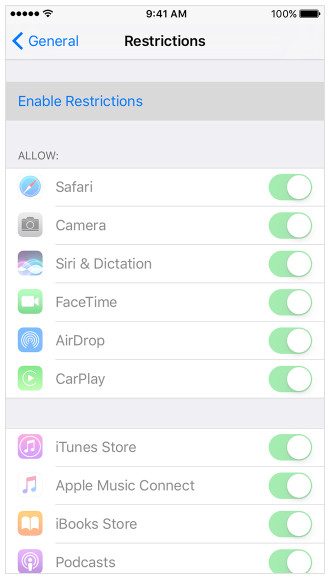 Lock Apps on iPhone via Restrictions