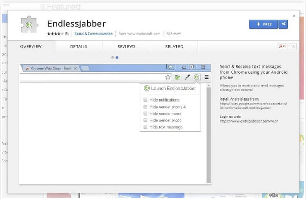 Install EndlessJabber SMS App on Web