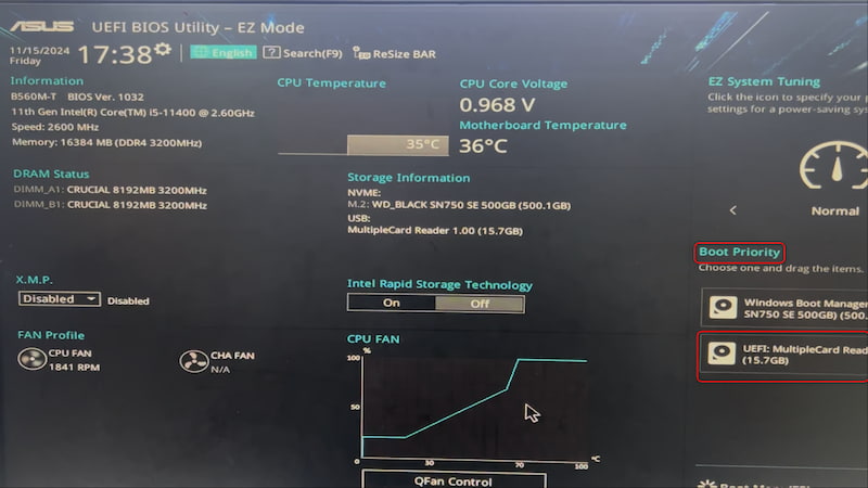 Enter Bios Settings