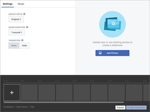 Facebook Slideshow Settings