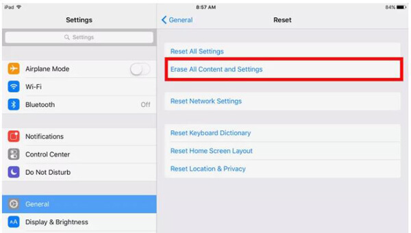 Reset All Settings on iPad