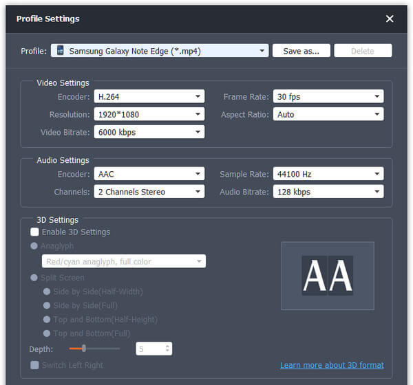 Select an output format