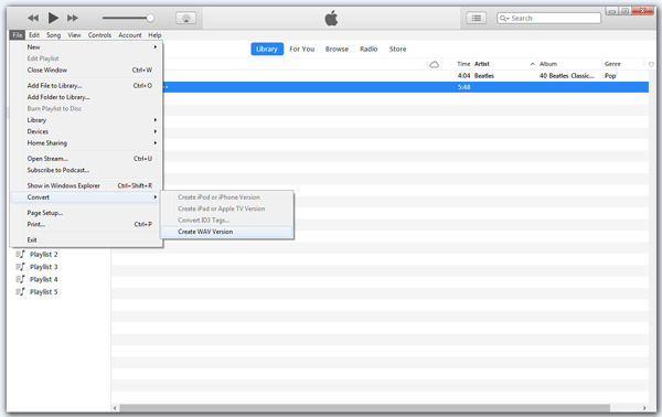 Convert M4A to WAV from iTunes