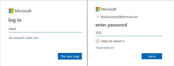 Enter Hotmail Account