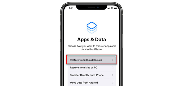 Select Restore from iCloud Backup