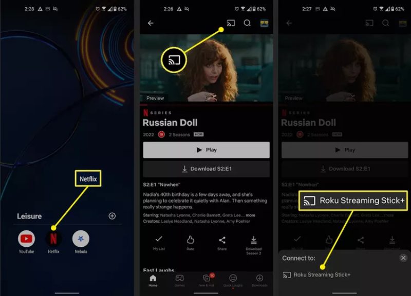 Cast to Roku on Netflix from Android