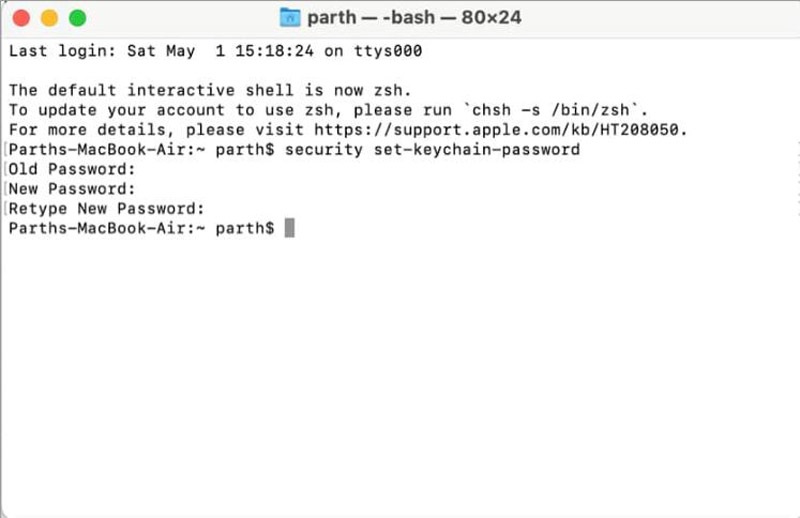 Enter Password in Terminal