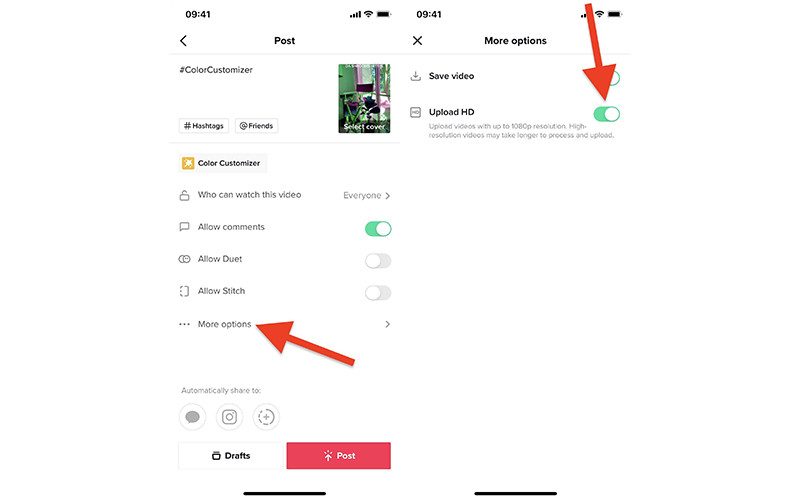 Record Add Videos on Tiktok 1080p