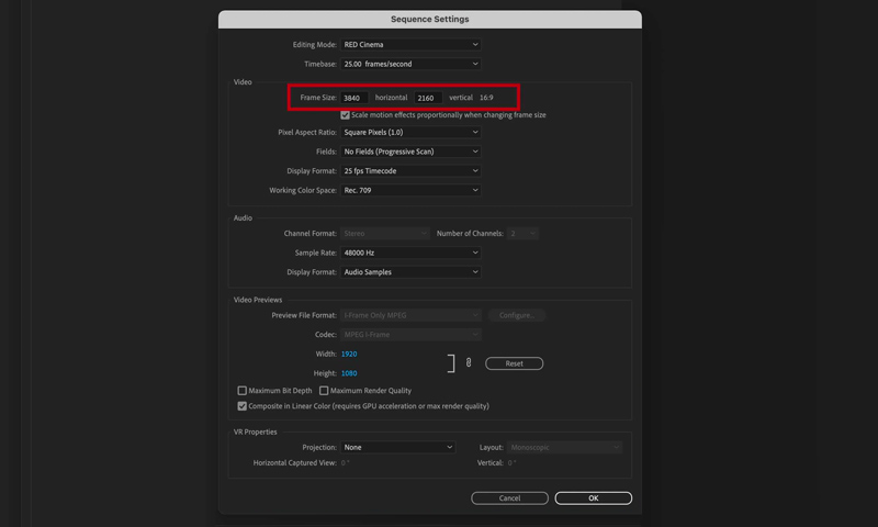 Change Video Resolution in Premiere