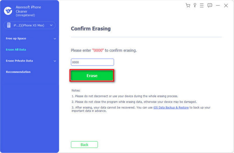 Aiseesoft iPhone Cleaner Erase All Data