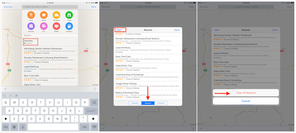 Clear maps history on ios9