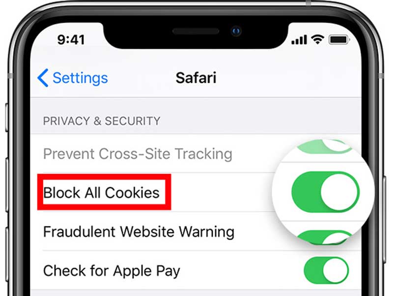 Block All Cookies on Safari