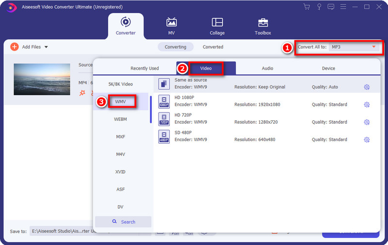 Select Output Format