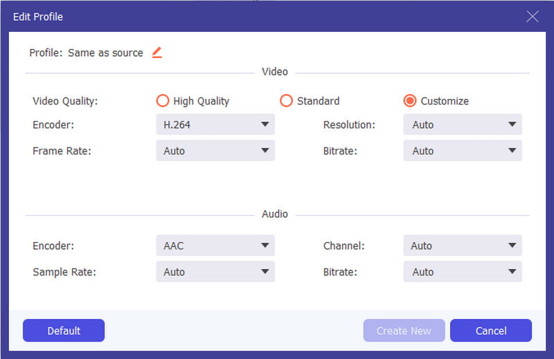 Aiseesoft Video Converter Ultimate Format Settings