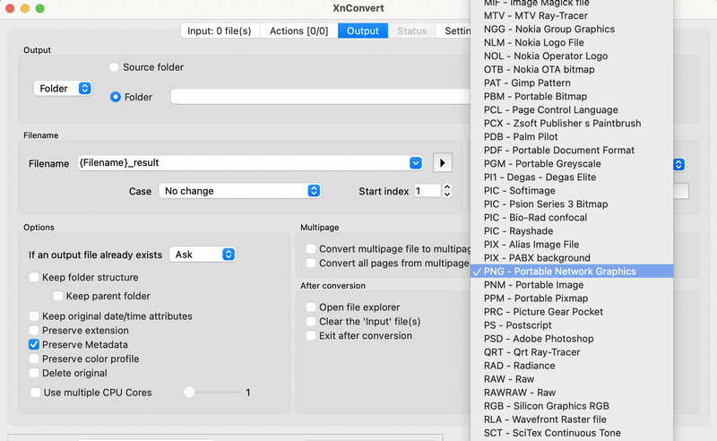 Select Output Format