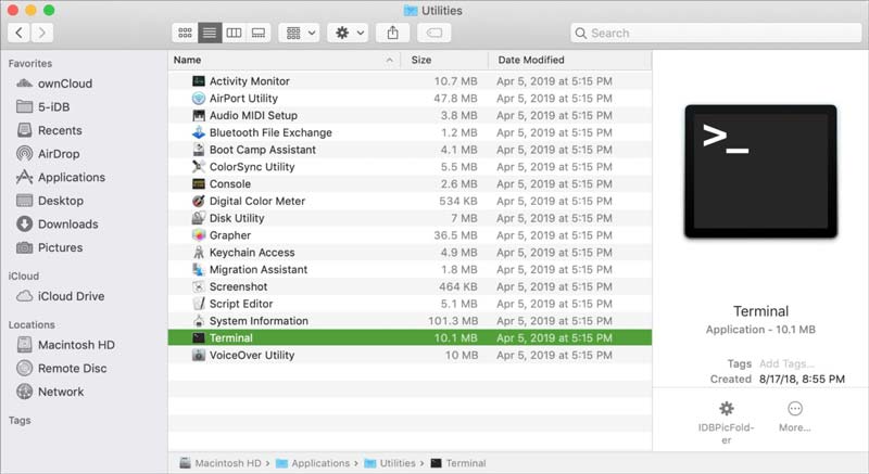 Open Terminal From Utilities