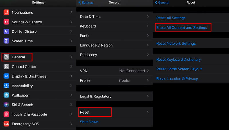 Erase All Content Settings iPhone