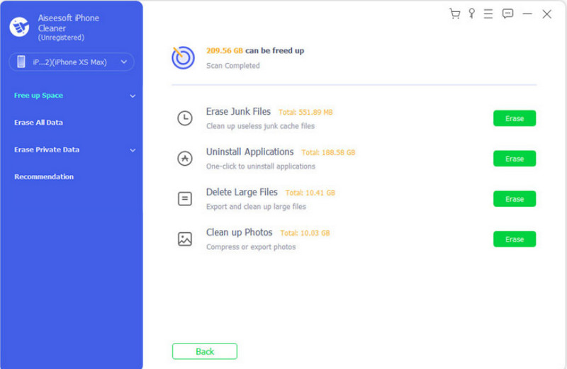 Aiseesoft iPhone Cleaner Quick Scan