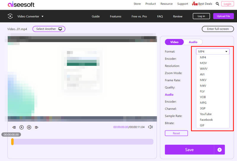 Select Output Format