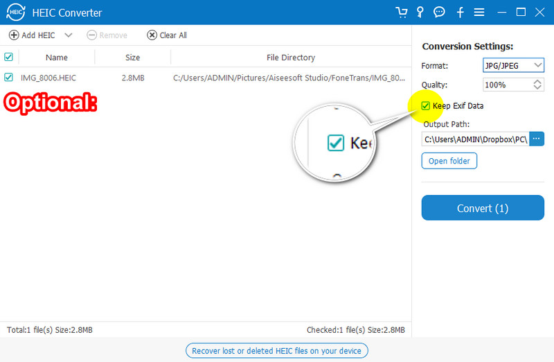 Keep EXIF Data on Image