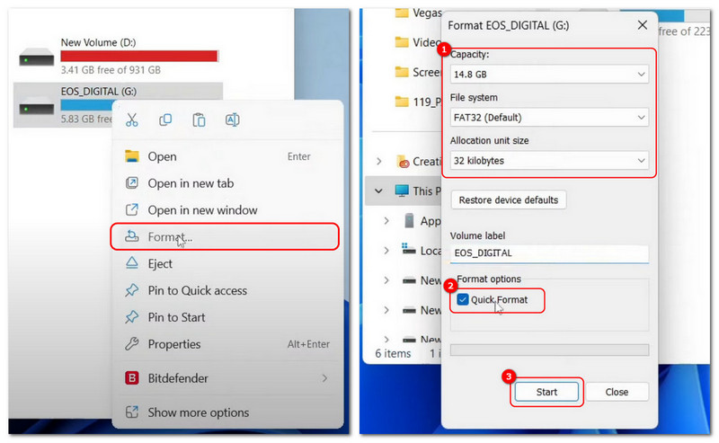 Format SD card on Windows