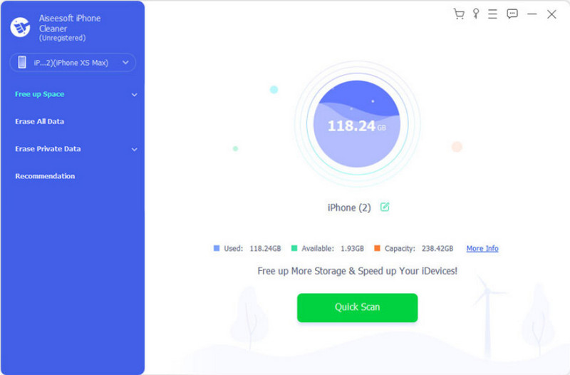 Aiseesoft iPhone Cleaner Quick Scan Free Up Space