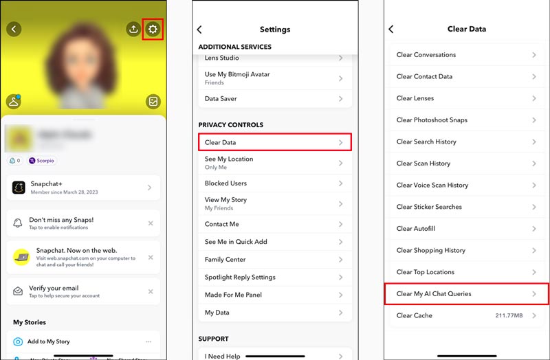 Clear My AI Chat Queries on Snapchat