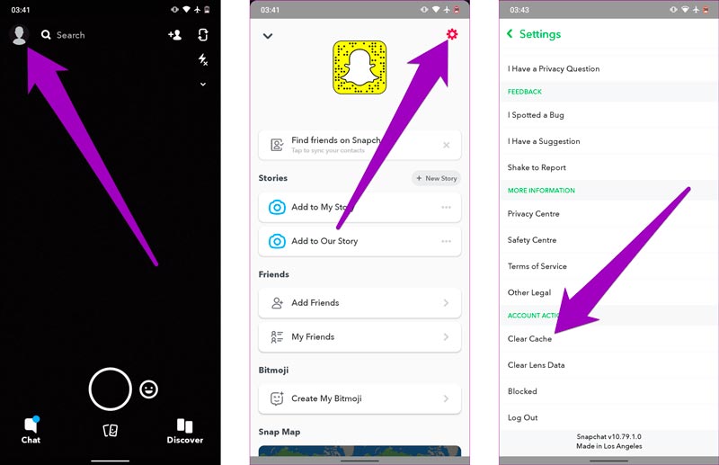 Clear Snapchat App Cache