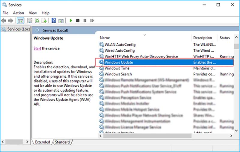 Windows Update Services Run