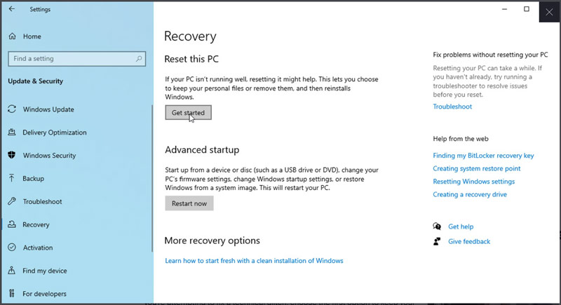 Windows 10 Reset This Pc Get Started