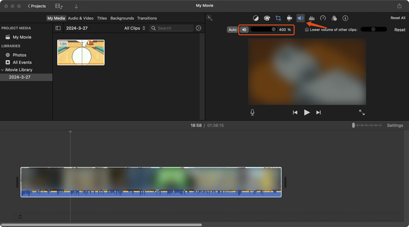 Increase Video Volume on Mac iMovie