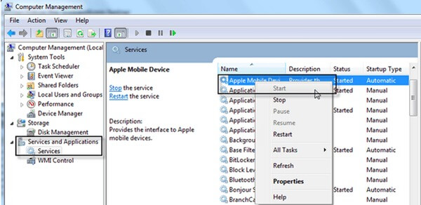 Restart Apple Mobile Device Support