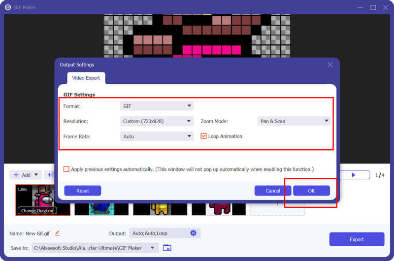 Edit Output Settings