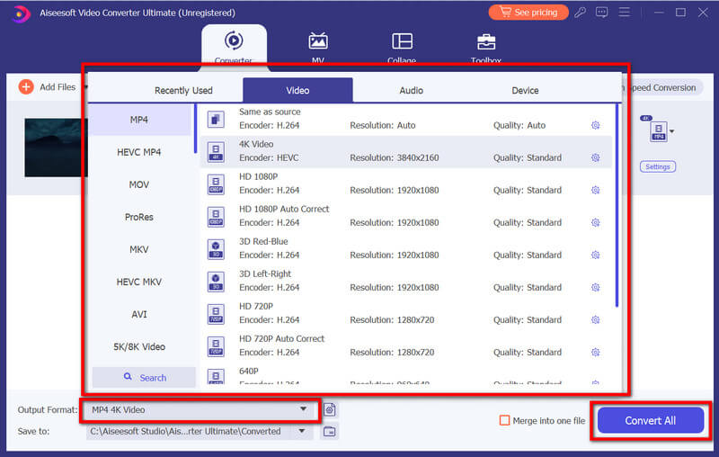 Change Output and Export