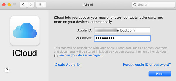 Log in iCloud