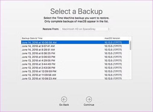 Select Backup