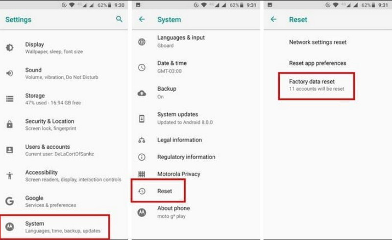 Settings Factory Reset Motorola Phone Lock