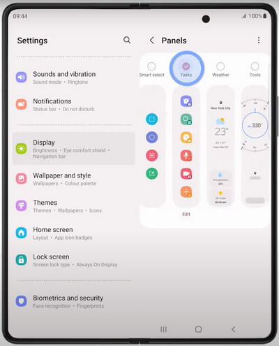 Tap Tasks in The Edge Panels