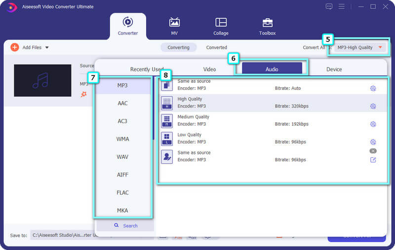 Select Audio Format