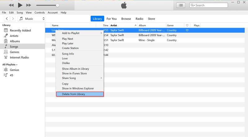 Delete Song from Library