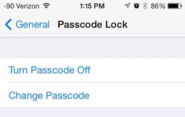 Turn Passcode Off