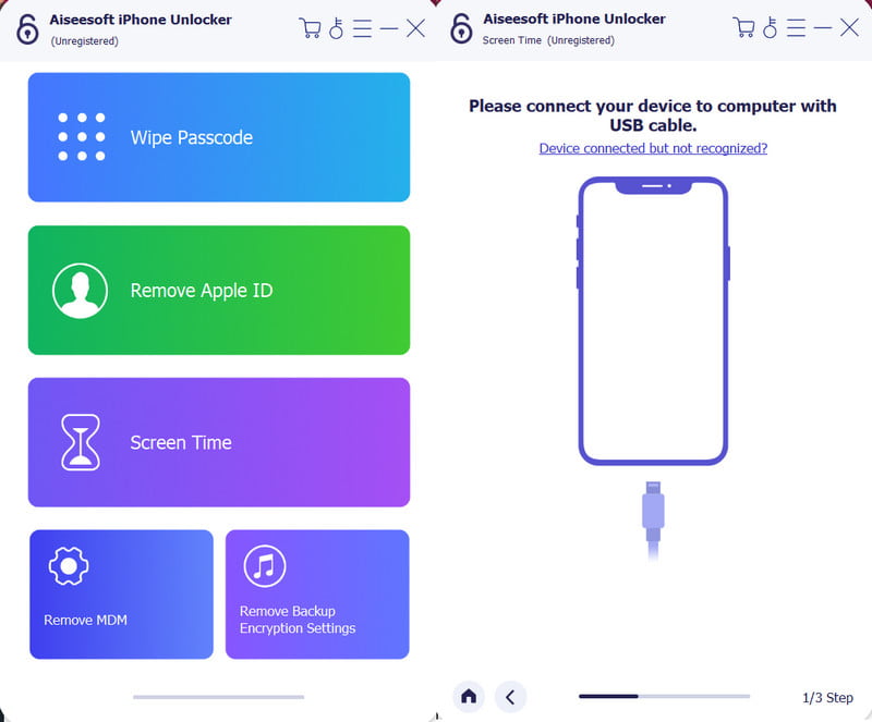 Aiseesoft Phone Unlocker Screen Time Connect Device