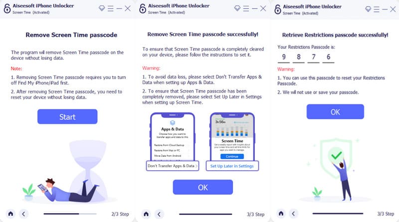 Aiseesoft Phone Unlocker Screen Time Start Unlocked