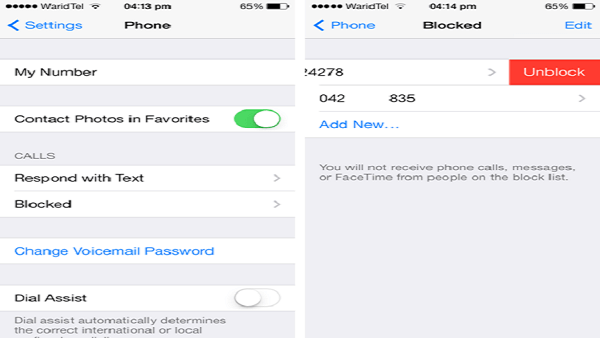 Unblock numbers on iPhone