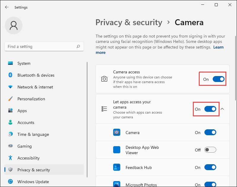 Windows 11 Camera Privacy Settings