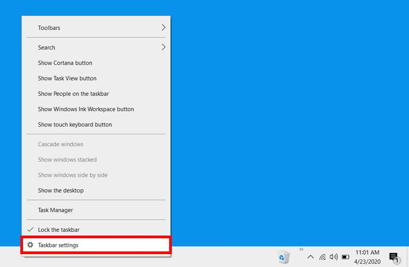 Windows 10 Taskbar Settings