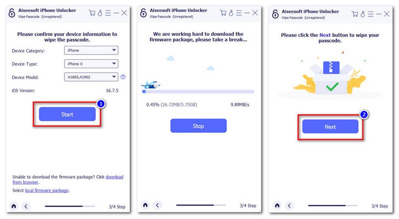 iPhone Unlocker Start Wiping Passcode